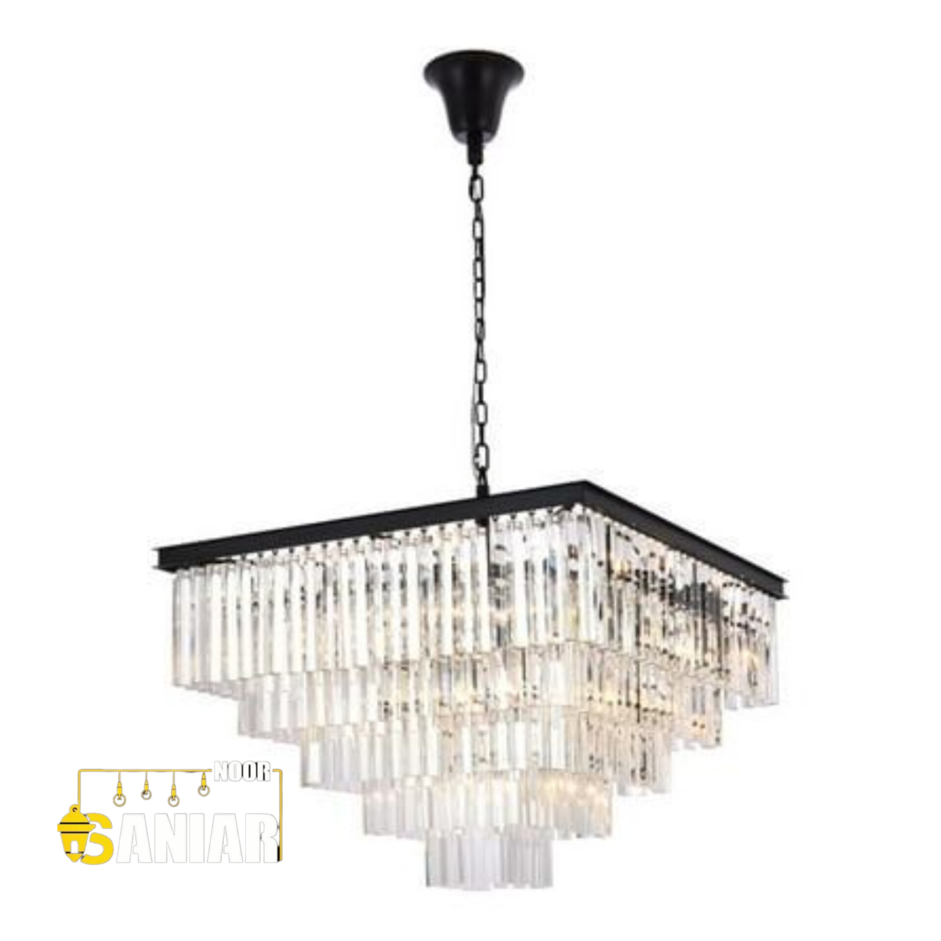لوستر کریستالی مدرن چندطبقه | نوردهی لوکس با کریستال‌های شفاف و براق