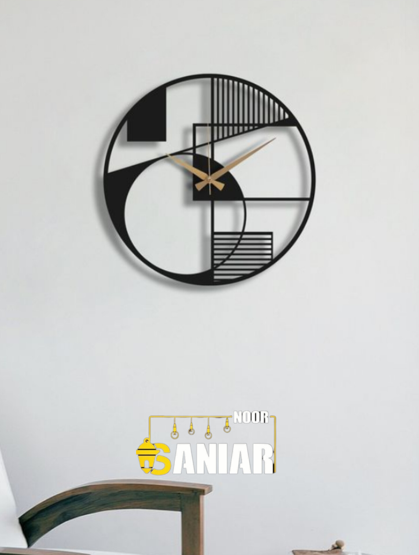 ساعت دیواری گرد فلزی لیزری | طراحی مدرن و برش ظریف
