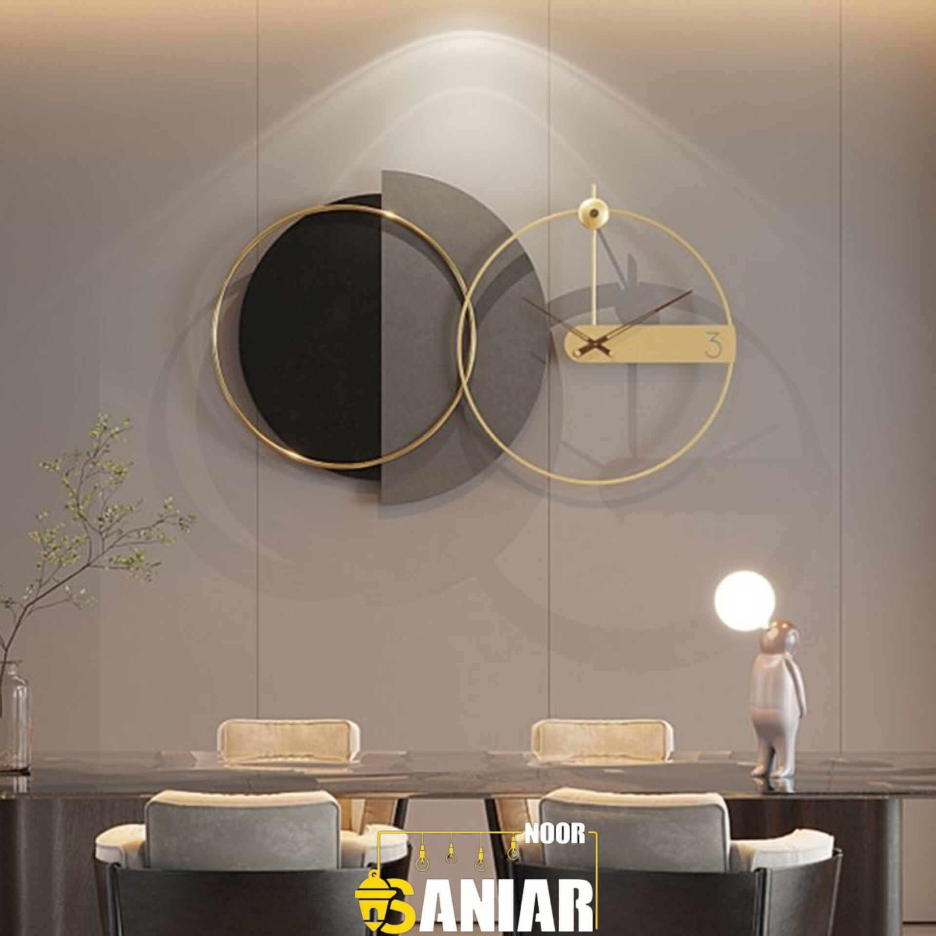 ساعت دیواری تلفیق چوب و فلز