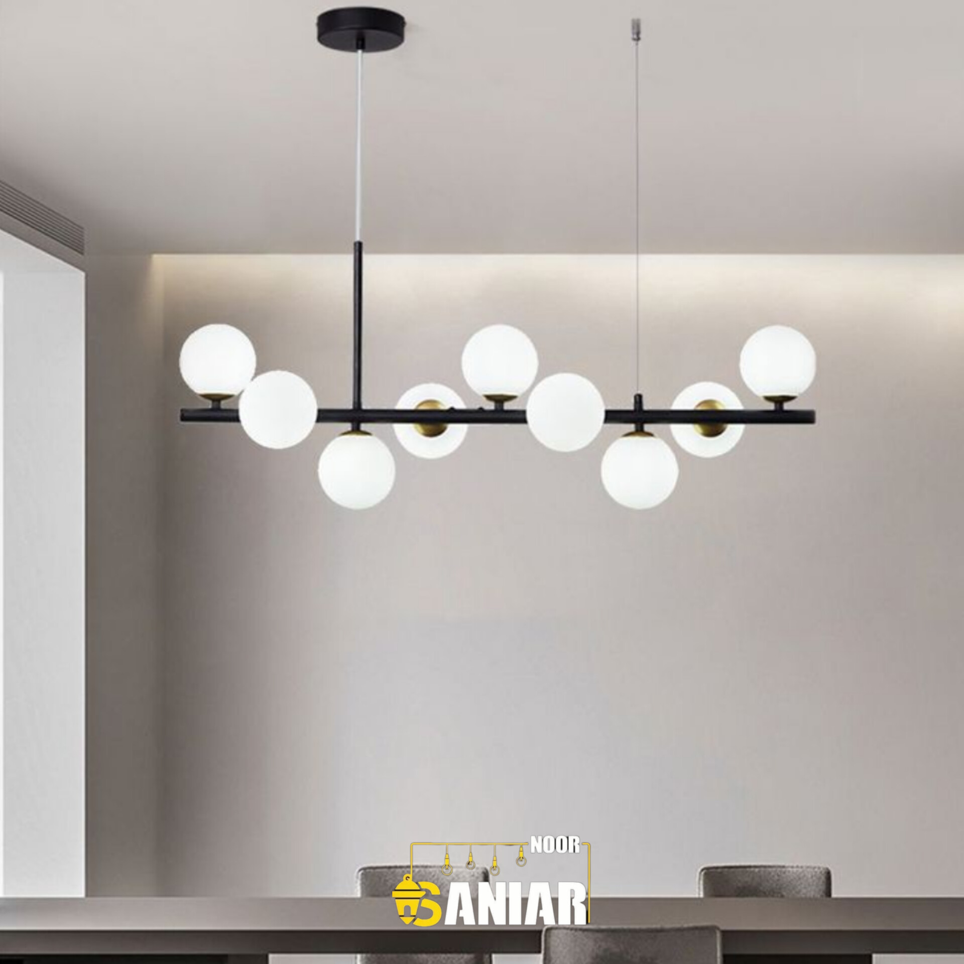 لوستر مولکولی مدرن مشکی | لوستر چند شعله شاخه‌ای