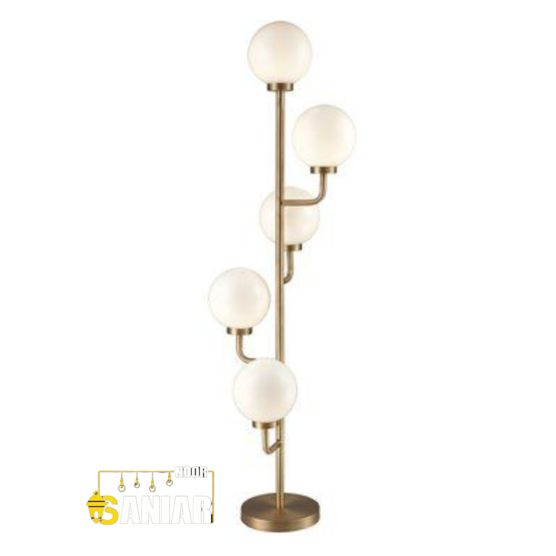 آباژور ایستاده کنار سالنی – نورپردازی ملایم و طراحی شیک