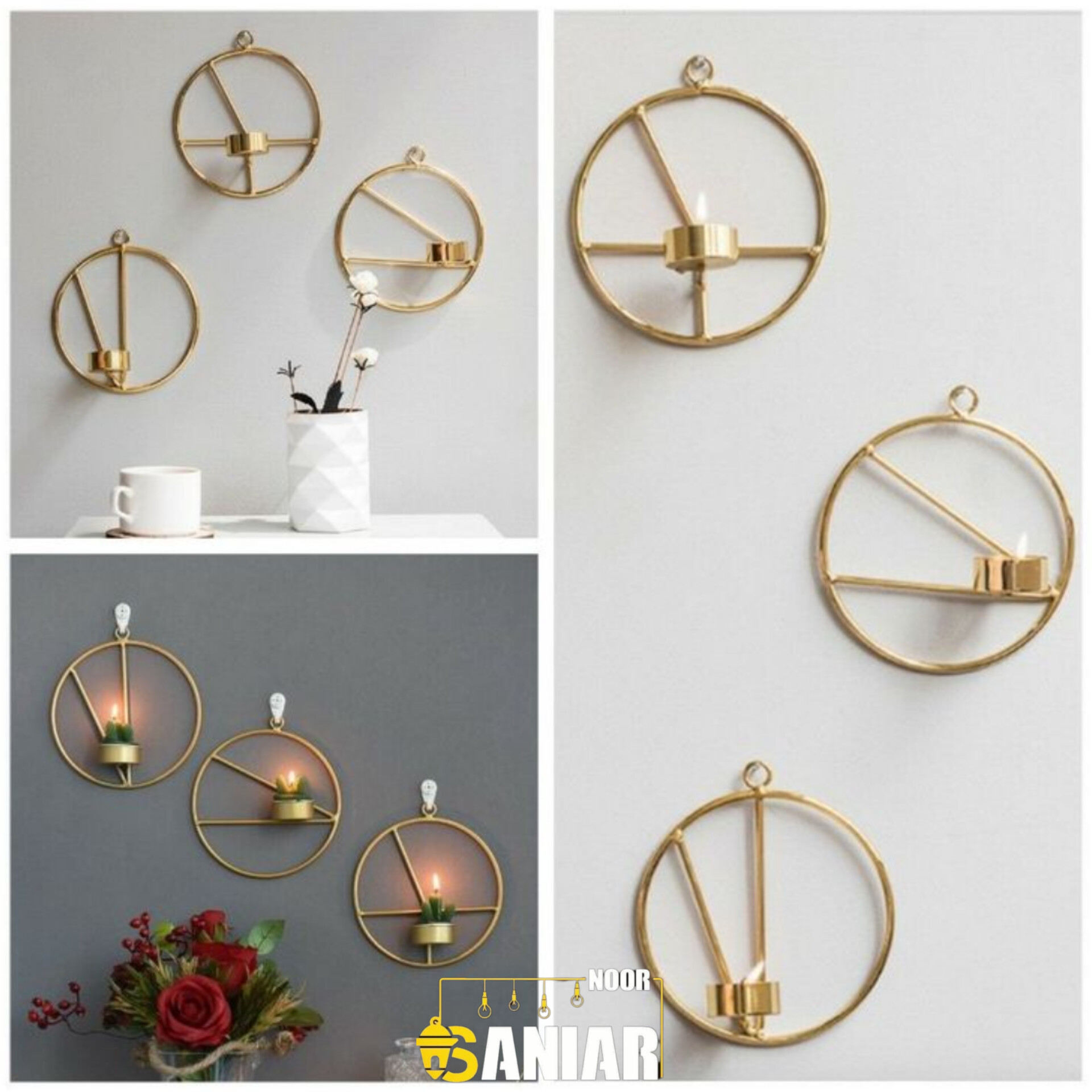 جا شمعی دیواری فلزی | طراحی مدرن و دکوراتیو