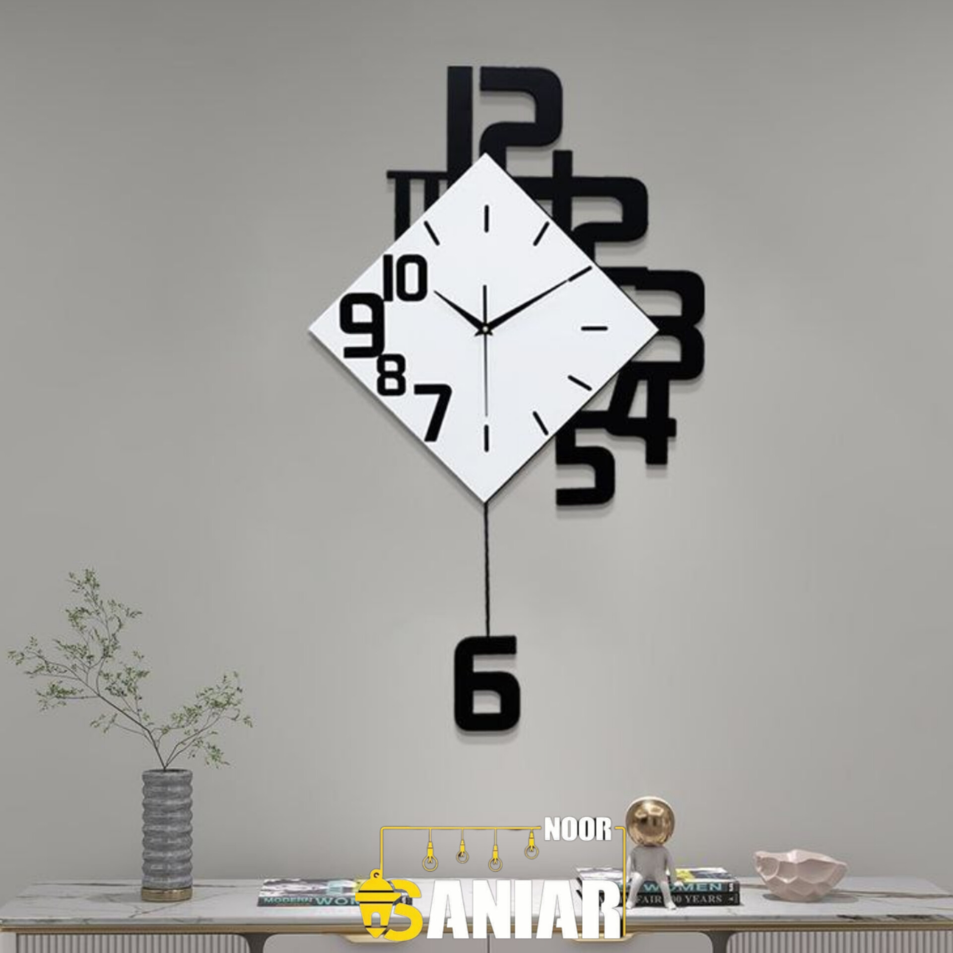 ساعت دیواری تلفیق چوب و فلز
