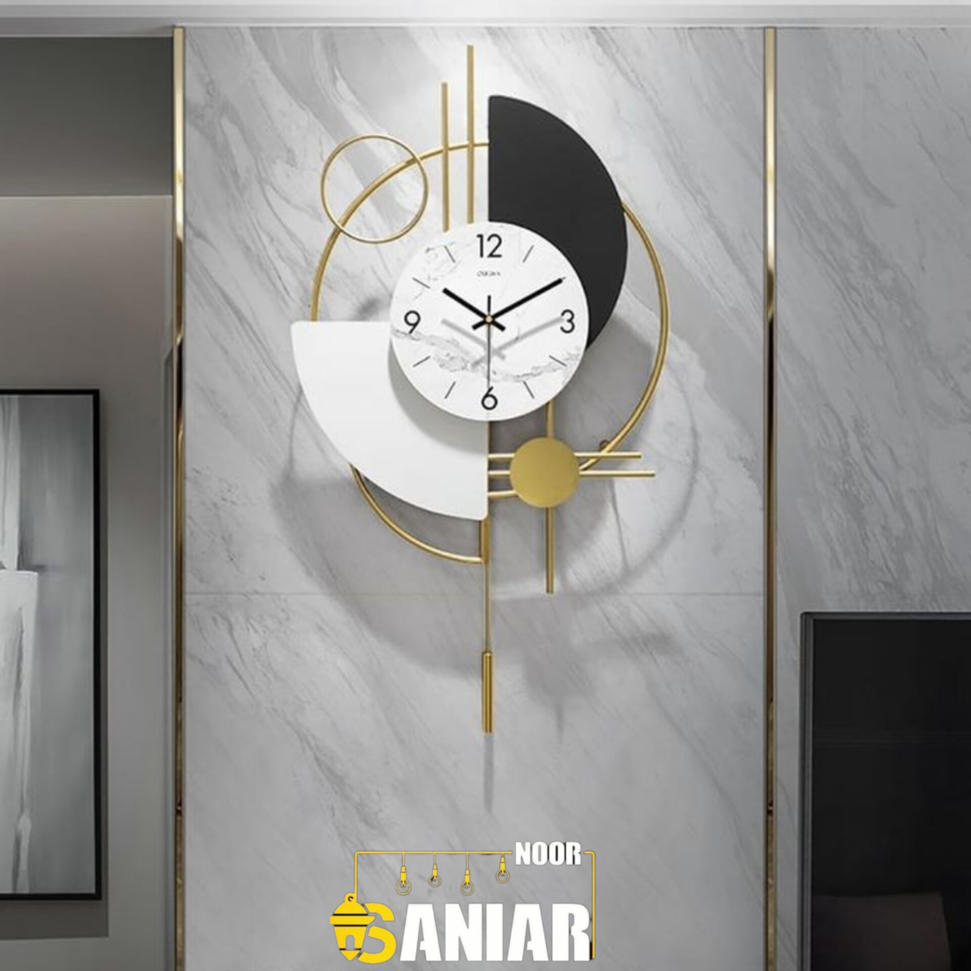 ساعت دیواری تلفیق چوب و فلز