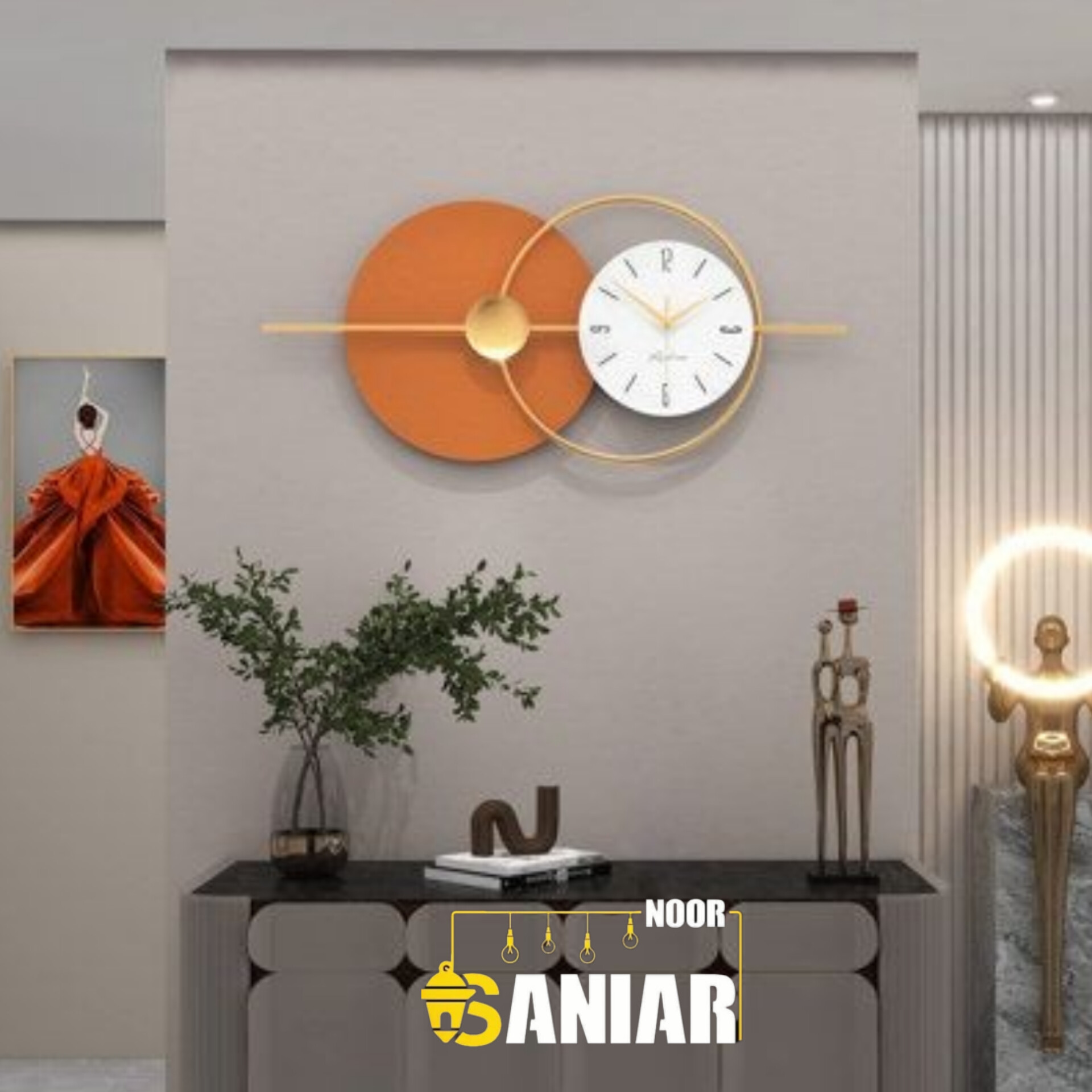ساعت دیواری تلفیق چوب و فلز(نئوکلاسیک)