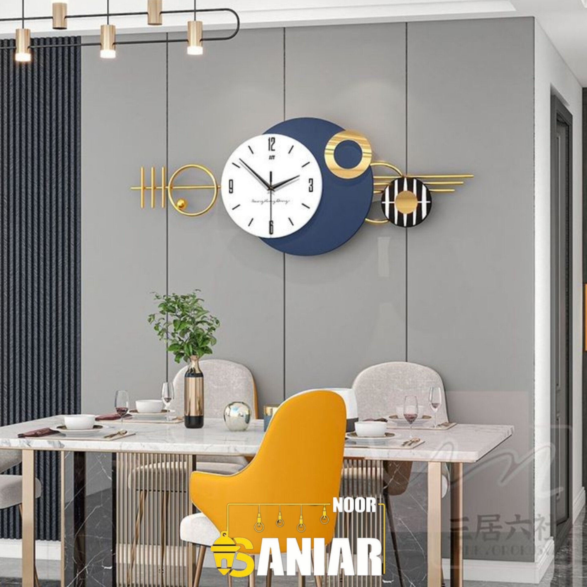 ساعت دیواری تلفیق چوب وفلز