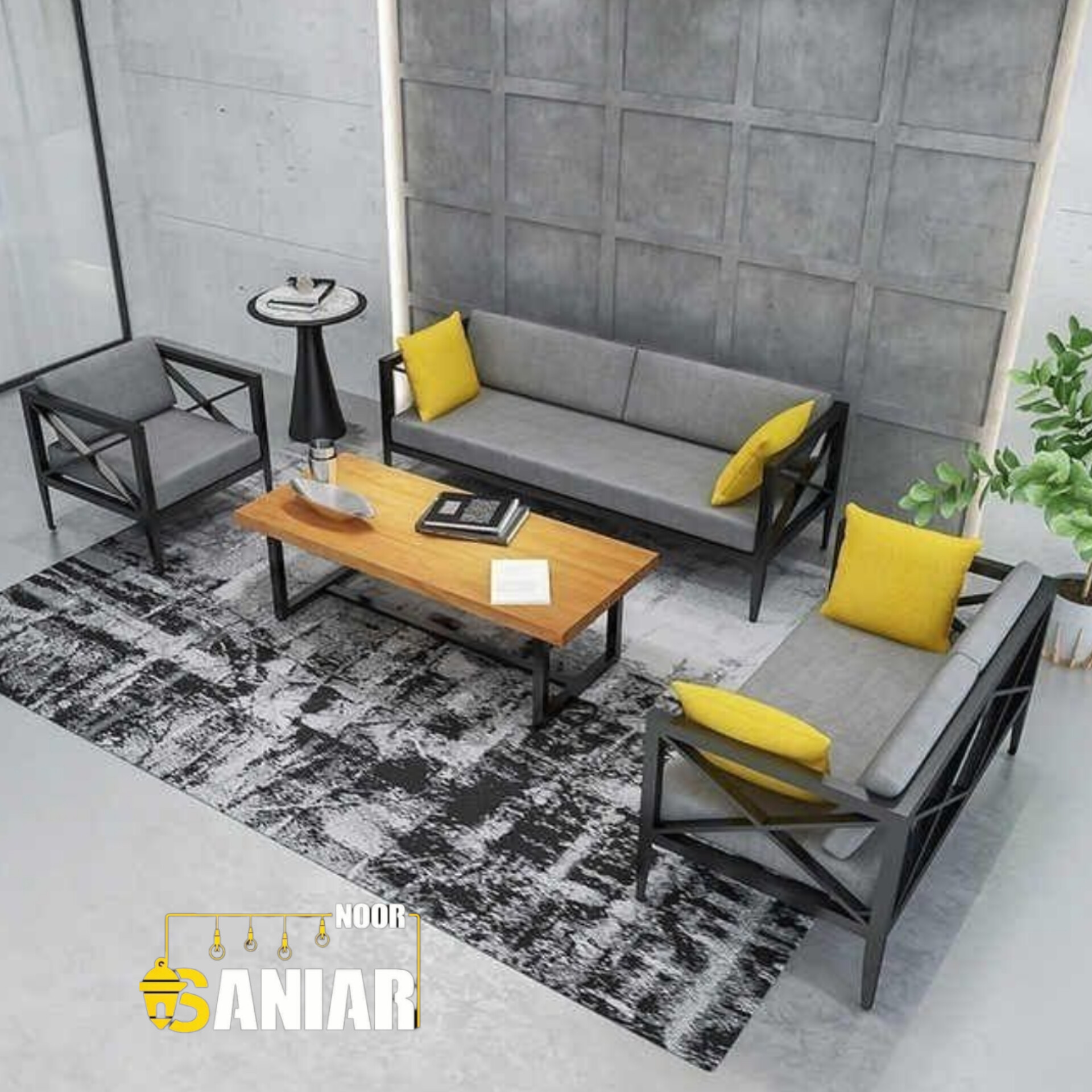 ست شیش نفره مبلمان مدرن همراه با میز وسط