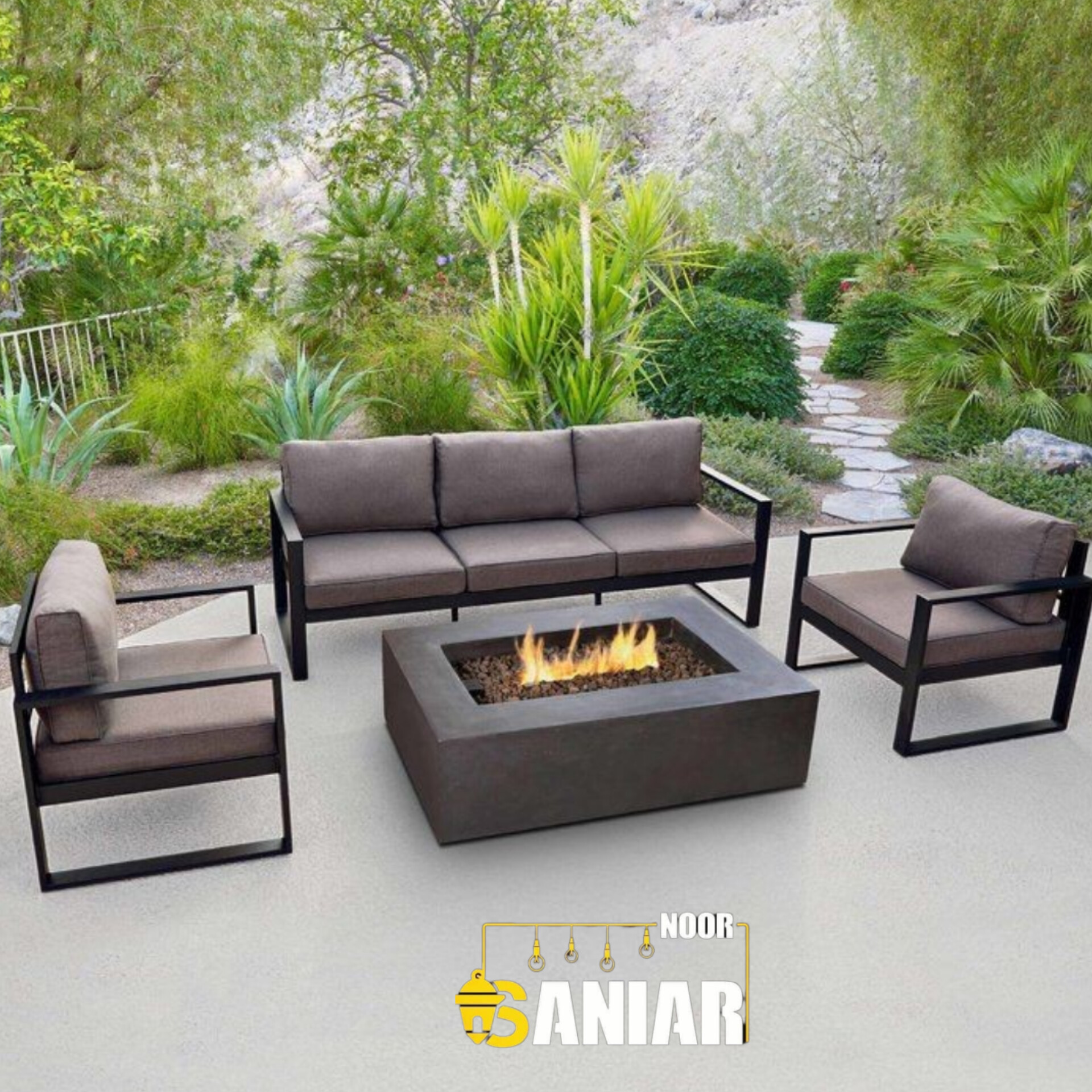 مبل مدرن فلزی ست پنج نفره با طراحی مینیمال و شیک