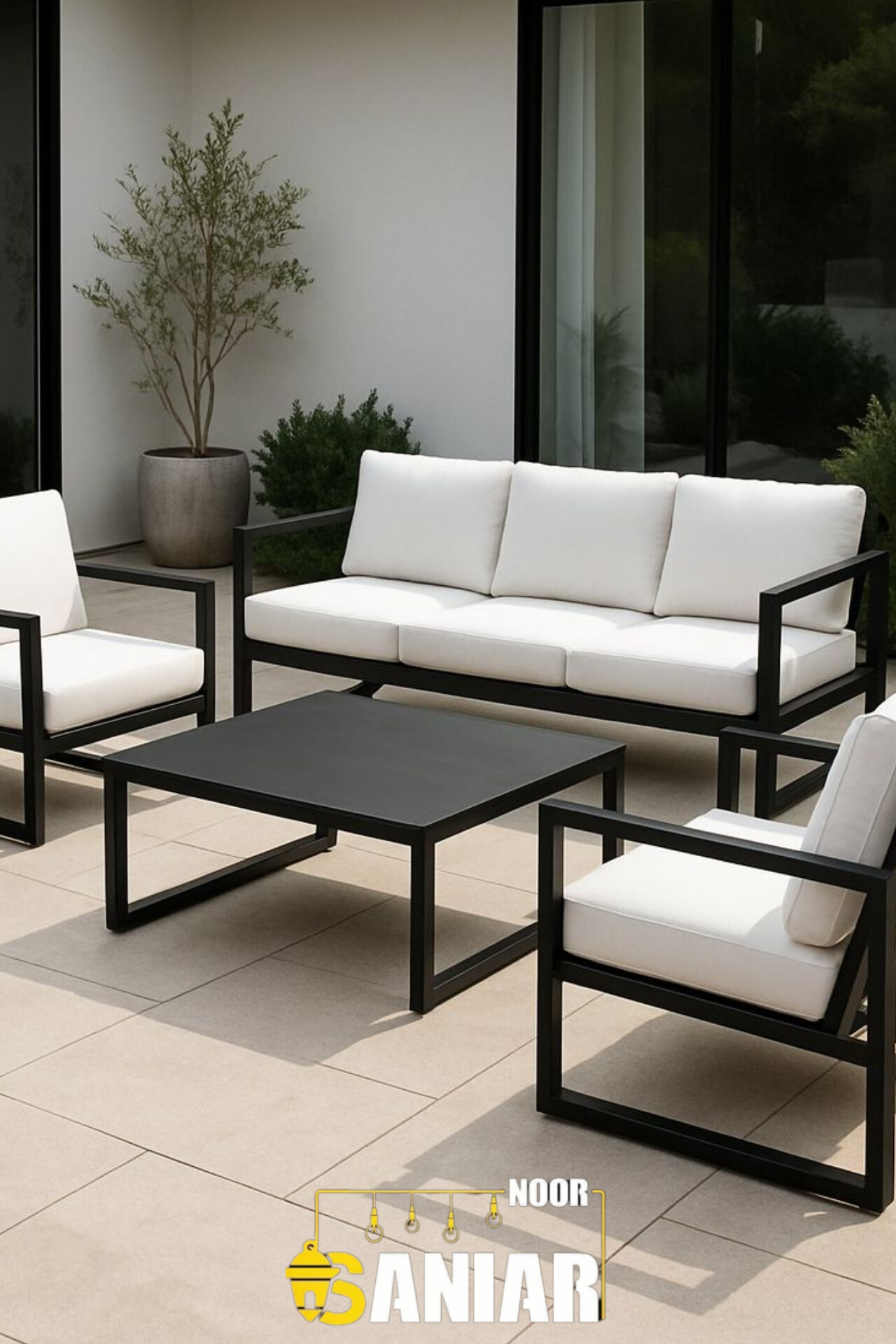 ست مبل پنج نفره مدرن فلزی(همراه با میز عسلی مدرن)