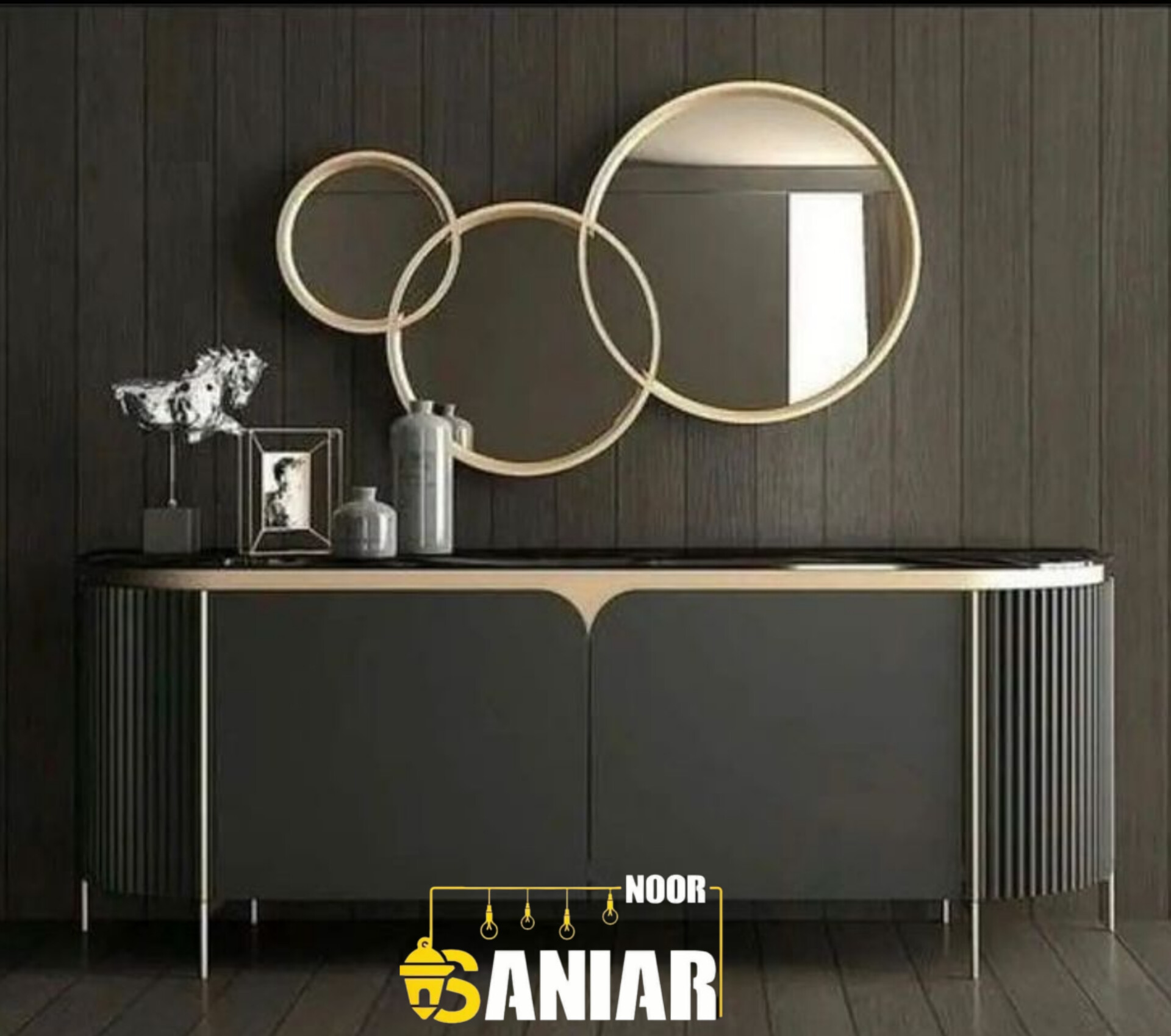 آینه کنسول مدرن |آینه دیواری گرد با طراحی مدرن