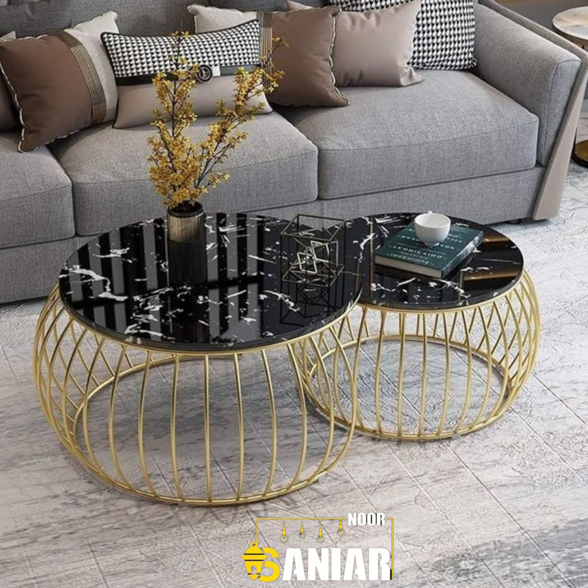 میز عسلی دو تیکه مدرن با رویه ی mdfطرح سنگ (M717)