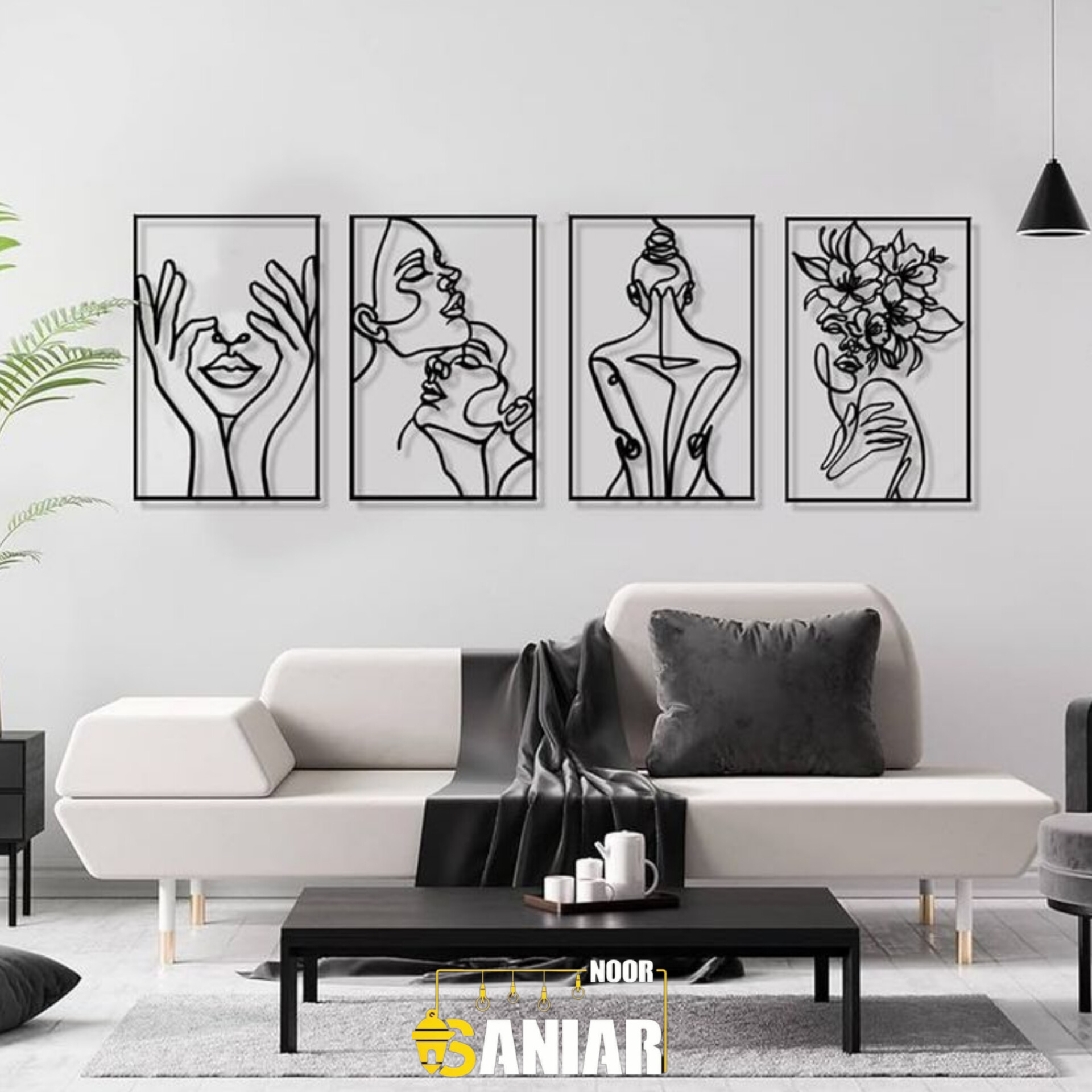تابلو دیواری با طراحی فیگور و چهره ست چهار تیکه