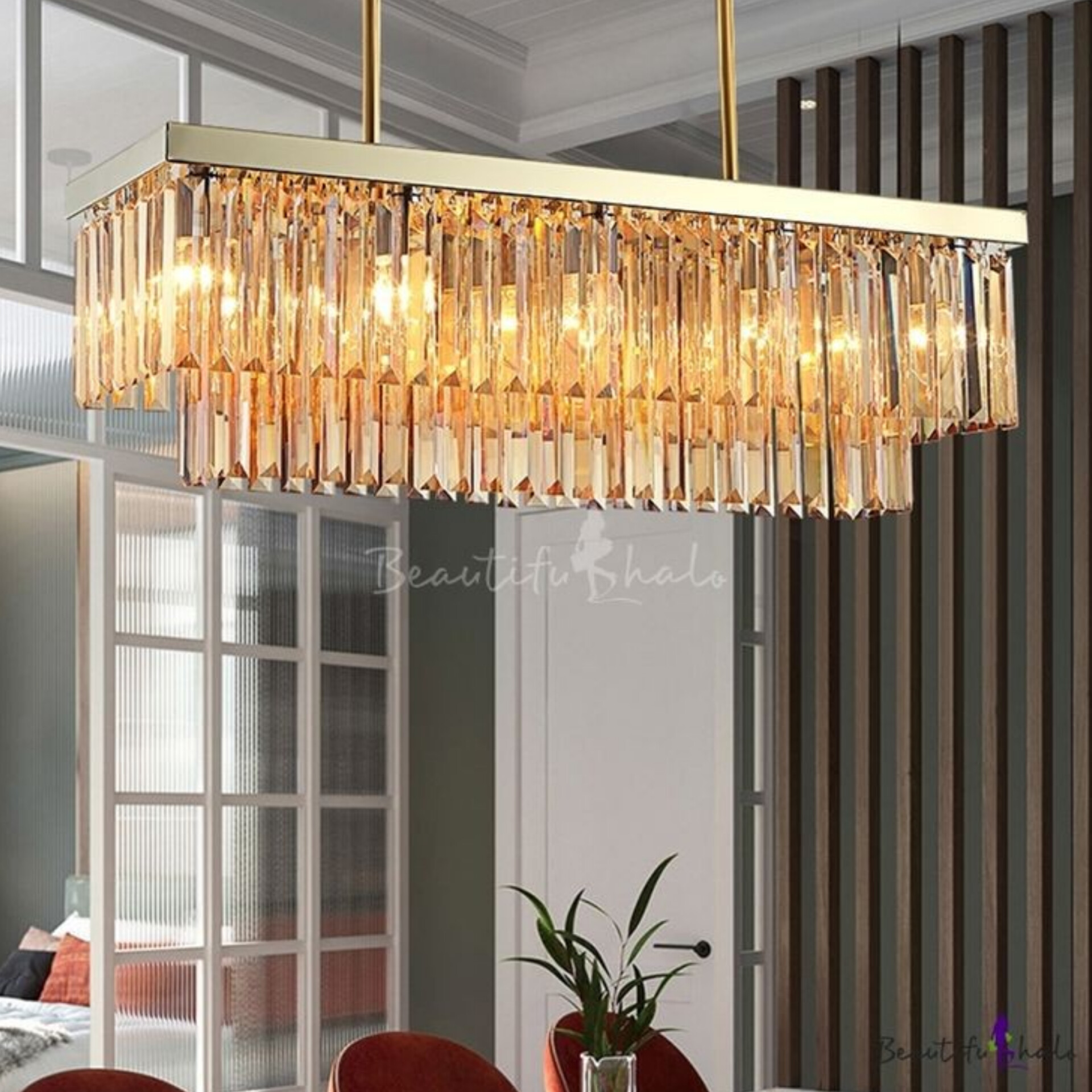 لوستر کانتری کریستالی مدر با طراحی مینیمال