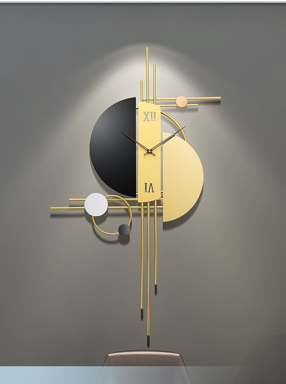 ساعت-دیواری-آرتمیس-فلزی-مشکی-طلایی-مدرن-هندسی-دکوراتیو