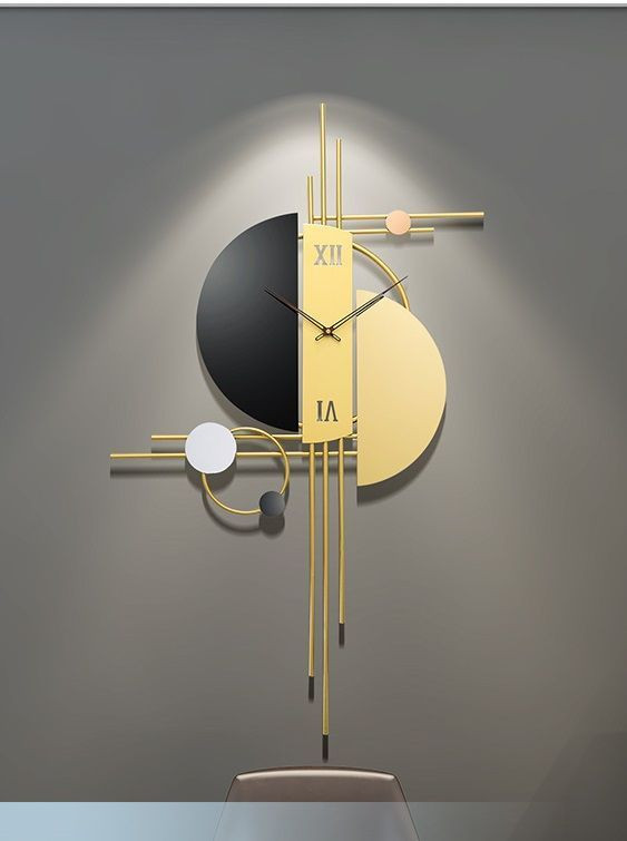 ساعت-دیواری-آرتمیس-فلزی-مشکی-طلایی-مدرن-هندسی-دکوراتیو