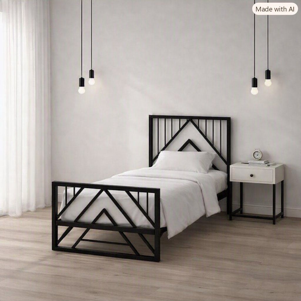 تخت یک نفره فلزی مدل هندسی هفتی
